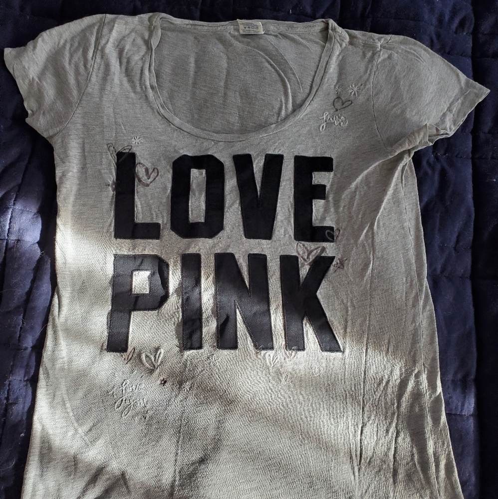 PINK Victoria Secret Light Gray T-shirt.